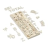 Relaxdays Holzbuchstaben Set, 162 TLG, Großbuchstaben A-Z, &-Zeichen, 3 cm, kleine Buchstaben zum Basteln, Deko, Natur