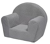 Velinda Kindersessel Mini-Sessel Kinderstuhl Relaxsessel Kuschelsessel Softsessel (Farbe: grau) aus Polyurethan Leicht