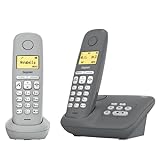 Gigaset A280A Duo - 2 DECT-Schnurlostelefone mit Anrufbeantworter für beste Kommunikation mit großem Grafik-Display, perfekter Audioqualität und Freisprechfunktion, Grey + Grey Medio
