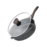Kordisen Antihaft Tiefe Bratpfanne mit Deckel, 30 cm Große Granitbeschichtung Pfanne, Induktion Kompatibel, Gesunde Stein Kochgeschirr, PFOA-frei