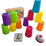 Stapelbecher Baby Set | 12 PC Speeds Cups Spiel Kinder | Spiel Erwachsene Stapelturm Baby mit 1 Rufglocke und 50 Karten | Stapelbecher ab 1 Jahr Stacking Cups Babys Lernspielzeug (zufällige Farbe)