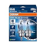 Osram COOL BLUE® INTENSE H4, +100% more brightness, up to 5,000K, halogen headlight lamp, LED look, Hanging folding box (2 lamps)