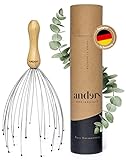 Anders® - premium Kopfmassage Spinne (24 Finger) Bambusgriff - angenehmes Kopfmassagegerät mit nachhaltiger Geschenkverpackung