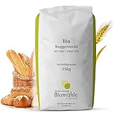 Bio Roggenmehl 25kg Typ 997 | Hochwertiges Mehl - gentechnikfrei und pestizid-kontrolliert | Ideal zum Backen von Brot, Lebkuchen und Gebäck