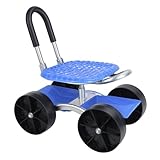Hxtutglrp Rollsitz mit Rollen, 360 ° drehbar | höhenverstellbar, Mobiler Gartensitz Outdoor Gartenhocker Mobiler Arbeitssitz für Gartenarbeit & Autopflege inkl. Ablagefläche (Blau)