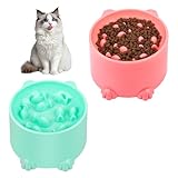 VFANDV Slow Feeder Katze Nassfutter, 2 Stück Katzennapf Erhöht Fressnapf Katze, Antischlingnapf für Katzen und Kleine Hunde, Leicht zu reinigen, Anti Erbrechen Fressnapf Katze