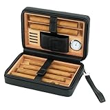 Zigarrenbox mit Reißverschluss, 6er-Pack, praktischer Zigarren-Humidor, Zigarettenetui, Holzmaterial, Zubehör-Set, Zedernholz, Herren, 3 Zubehörteile, 3 Hüllen und Zigarren-Humidor, Humidor, tragbar