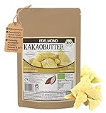 100% Bio gereinigte Kakaobutter (Wasserdampf-desodoriert) von Edelmond - Vegan, laktosefrei & glutenfrei (200 g)