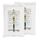 20kg (2 x 10kg) HaGaFe Herbstrasendünger, Herbst - Rasendünger, Rasen - Dünger, Kaliumdünger für Frosthärte und Standfestigkeit, gut streuwagenfähig, Blend-Granulat