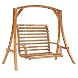 Kangmusi Hollywoodschaukel Massivholz Fichte mit Teak-Finish,3200616