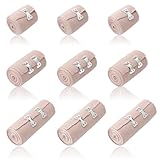 9 Stück Premium Elastische Bandage, Elastische Light Binde Bandage mit 2 Clips, Gedehnt, Luftdurchlässig, Elastisch, Fixierbinde Haftbandage Selbstklebend für Handgelenke Knöchel Knie