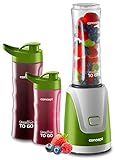 CONCEPT Hausgeräte SM 3365 SM3365 Maker Smoothie to GO mit DREI Flaschen, 300 W, 2X 600 1x 400 ml, BPA-frei, Plastik, Grün