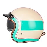 CUCKQUIC Offener Motorradhelm, Retro-Motorradhelme, 3/4-Offener Motorradhelm, DOT-Geprüft Für Unisex-Erwachsene G,L=(59~60cm)