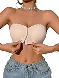 GORGLITTER Frontverschluss BH Damen Elegant BHS Trägerlos Bra Bralette Push Up Bustier Bequem Unterwäsche Nahtloser Drahtloser Top Aprikosenfarben M