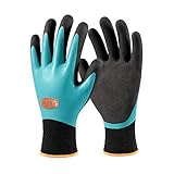 COOLJOB Wasserfeste Winterhandschuhe, doppelt beschichtete Gartenhandschuhe, Kaltwetter-Arbeitshandschuhe für Außenarbeiten, Schwarz & Blau (1 Paar L)