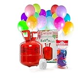 Helium Ballongas für 20 Ballons inkl. Ballons | Heliumflasche 140L Gasfüllung Folienballons Luftballons | Party Hochzeit
