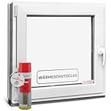 Kellerfenster 40x50 cm 2 fach Verglasung - Alle Größen Kunststofffenster 60mm Profil -Din Links- BxH: 400x500mm Perfekt für Fenster Gartenhaus, Garagenfenster, Hauskeller mit Dreh-Kipp System