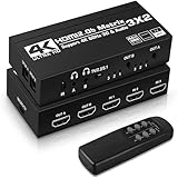 SIGRAPID HDMI2.0 Matrix 3X2 4K60Hz HDMI Matrix Switch & Dual Audio Video Switch Splitter 3HDMI Eingang 2HDMI Ausgang Unterstützung IR Remote 4K @ 60Hz/1080P Full HD HDR 3D RGB8:8:8 18,5Gbps HDCP2.2