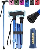 Gehstock Damen, Klappbar Höhenverstellbar Gehstock Herren für 5.2FT-6.1FT, Spazierstock für Senioren