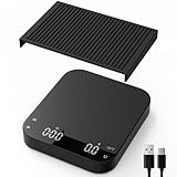 Kaffeewaage mit Auto Timer, 3kg/0,1g Kaffeewaage Wiederaufladbare Espresso Waage mit HD LCD Display, Tara Funktion, Tragbare Hochpräzise Espressowaage für Espresso, Pour-Over, French Press Kaffee