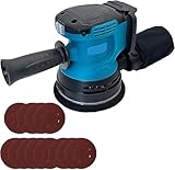 Akku-Exzenterschleifer für Makita 18V Akku, angetrieben von einem leistungsstarken bürstenlosen Motor, wird mit 12 Schleifpapierblättern, 125 mm, mit Griff, geeignet für Holz und mehr （Keine Batterie）