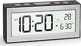 YouJabz Digitaler Wecker mit grossem LED-Display, Bettwäsche-Wecker, batteriebetrieben mit Nachttischlampe, 5-Alarm-Planung, Snooze, automatische Helligkeitsanpassung, Kalender, 12/24HR, °F/°C