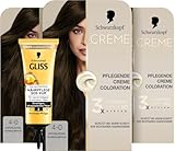 Schwarzkopf Creme Supreme Coloration 4-0 Natürliches Dunkelbraun (3x 182 ml), dauerhafte Haarfarbe mit Serum und Haar-Maske & SOS-Intensiv-Kur Oil Nutritive (15 ml) für intensive Reparatur