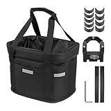 YedZen Faltbar Fahrradkorb, 600D 33x24x23CM Fahrrad vorne Korb, Wasserdicht Aluminiumlegierung Rahmen Lenkerkorb Tasche mit Lenkeradapter, Easy Install Abnehmbare für Kleiner Hunde Picknick Einkaufen