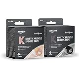 Amazon Basic Care - Kinesio-Tape, Sport-Tape für die Muskeln, 5 m x 5 cm, 2 Rollen (1 x Schwarz, 1 x Beige)