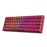 GK61 Hot-Swap Mechanische Gaming-Tastatur - 62 Tasten Mehrfarbige RGB-LED-Hintergrundbeleuchtung für PC-/Mac-Spieler - ISO Deutsches Layout (Gateron Optical Brown, Rot)