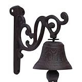 Rustic Black Cast Iron Hanging Ship's Bell - Captains Wall Art Hängende Schiffsglocke Rustikale Wandkunst Wandbefestigte Kapitäne Glocke, in Cafés, Restaurants, Schulen, Hauseingängen, Bars, Gärten