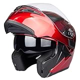Helm für Motorräder Full-Face Motorcycle Helmet Tragbarer Integralhelme Flip-up Motorradhelm Zertifizierung von ECE DOT (XL, Rot)