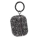 Sewroro Rhinestone Earphone Case PC Hülle mit Schutz und Anhänger Kompatibel für Airpods Pro Strapazierfähige Dekorative Kopfhörer Schutzhülle Schwarz