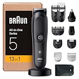 Braun All-in-One Series 5 Groomingset 13-in-1, Nasenhaartrimmer, ultrascharfe Klinge, Rasierer Herren Elektrisch, Body Rasierer, Barttrimmer und Haarschneider, Körpertrimmer, AIO5565, Schwarz