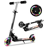 TENBOOM Roller Kinder Scooter 6 Jahre, 2 LED aufleuchten Räder Tretroller, Mädchen Jungen Klappbar höhenverstellbar hinterradbremse, für 3-10 Jahre