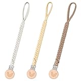 CLDY Baby Schnullerkette Clip, Schnullerkette Junge, Trinkbecher Halteriemen für/Kinderwagen/Babytrage/Autositz, Schnullerband (3 Pack)