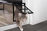 Katzenklappe für Fliegengittertüren, schwenkbare Haustierklappe Hundeklappe Katzentür für Insektenschutz, verschließbar, schwarz, ca. 24 x 29 cm