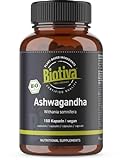 Ashwagandha 150 Kapseln Bio - 1500mg Tagesdosis - Withania Somnifera - indische Ayurveda - ohne Zusätze - Schlafbeere - Abgefüllt in Deutschland - Biotiva