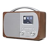 LEMEGA DR5 Tragbares DAB/DAB+ Digitalradio,Radio Holz mit Bluetooth 5.3,UKW-Radio für die Küche oder das Bett,Doppelwecker, 40 Voreinstellungen,Farbdisplay, netzbetrieben oder mit Batterien, Walnuss