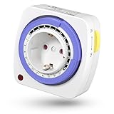 HBN Mechanische Zeitschaltuhr Steckdose, Tagesschaltuhr Analoge Zeitschalt-Steckdose für Innenbereich 24-Stunden-Programm, 15min, 16A/3600W
