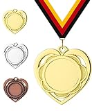 Pokalmatador GmbH Medaille Herz Ø 50 mm, mit individuellem Wunschtext in Gold, Silber & Bronze Farbe | 25mm Alu-Emblem + Medaillenband | Für Deine Liebsten, Freund, Mama oder Kinder …