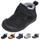 KEYGEM Barfussschuhe Kinder Winter Wasserdicht, Outdoor Warm Gefüttert Winterstiefel Ergonomische Barfuß Winterschuhe (Schwarz,23)