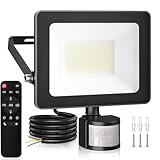 MEIKEE 35W LED Strahler mit Bewegungsmelder Außen 3440LM 6500K Kaltweiß 3 Modi 10 Helligkeitsstufen LED Fluter mit Sensor IP66 Wasserdicht Scheinwerfer für Garten Garage Sportplatz