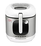 Tefal FR4800 Mega 2 kg Elektrische Fritteuse | 3,3 L Öl-Kapazität | Anti-Geruchs-Filter | spülmaschinenfeste Teile | Sichtfenster | einstellbares Thermostat | Weiß/Edelstahl