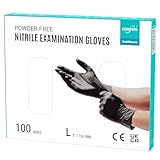 EUROPAPA 100x Nitrilhandschuhe Box Einweghandschuhe, Einmalhandschuhe, Untersuchungshandschuhe, Nitril Handschuhe, puderfrei, ohne Latex, unsteril, latexfrei, disposible gloves (L, Schwarz)