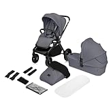 LIONELO MIKA PLUS 2-in-1 Buggy 0-48 Monate bis 22 kg Babywanne bis 9 kg, Rückenlehne und Füße verstellbar, AiryDots,Dämpfung, 360° drehbare PU-Räder, XXL-Verdeck