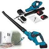 Laubbläser Handheld Laubbläser 18000r/min Batteriebetriebener Laubbläser 0-2,4 Kubikmeter/Minute Luftvolumen Laubbläser Gartensauger Gartensauger für Garten, Terrasse, Rasen, Zwei Batterien