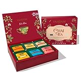 VAHDAM, Chai Tee Sortenpackung (6 Geschmacksrichtungen,36 Teebeutel) | Indian Masala Chai Teemischungen | Langblatt Pyramide Teebeutel Sortenpackung | Geschenke Für Frauen/Männer