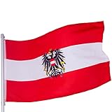 OZSENFLINT Österreich Fahne mit Adler 90 x 150cm 100% Polyester Flagge Flaggen mit Messing-Ösen Austria Flag