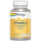 Solaray - Vitamin C 1000mg Time Released - 100 Vegane Kapseln - 3+ Monats Vorrat - Hochdosiert Vit C mit Acerola und Hagebutten-Extrakt - Laborgeprüft